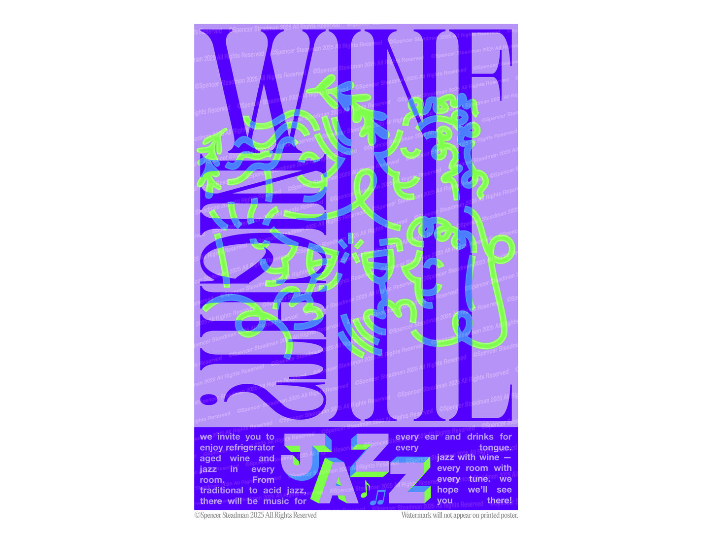 Wine Night & Jazz Poster Print