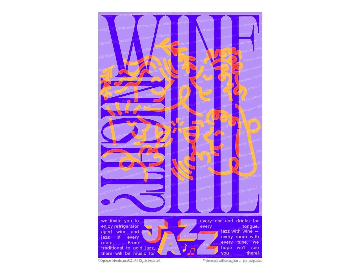 Wine Night & Jazz Poster Print