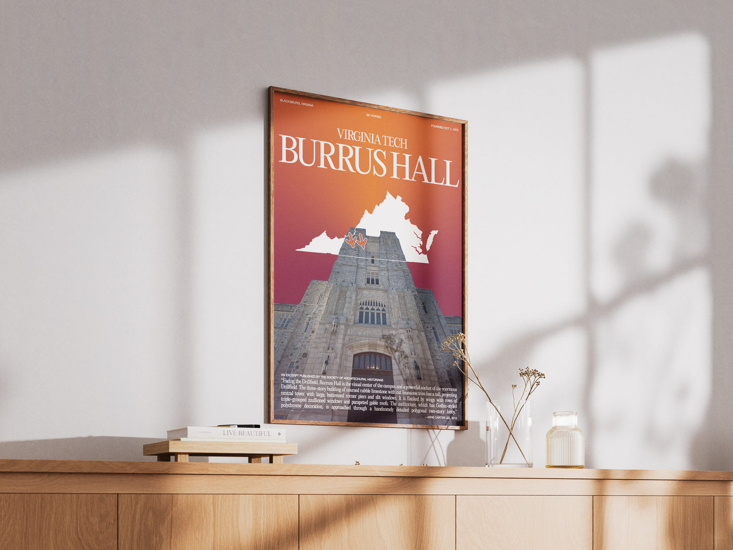 Virginia Tech's Burrus Hall Poster Print