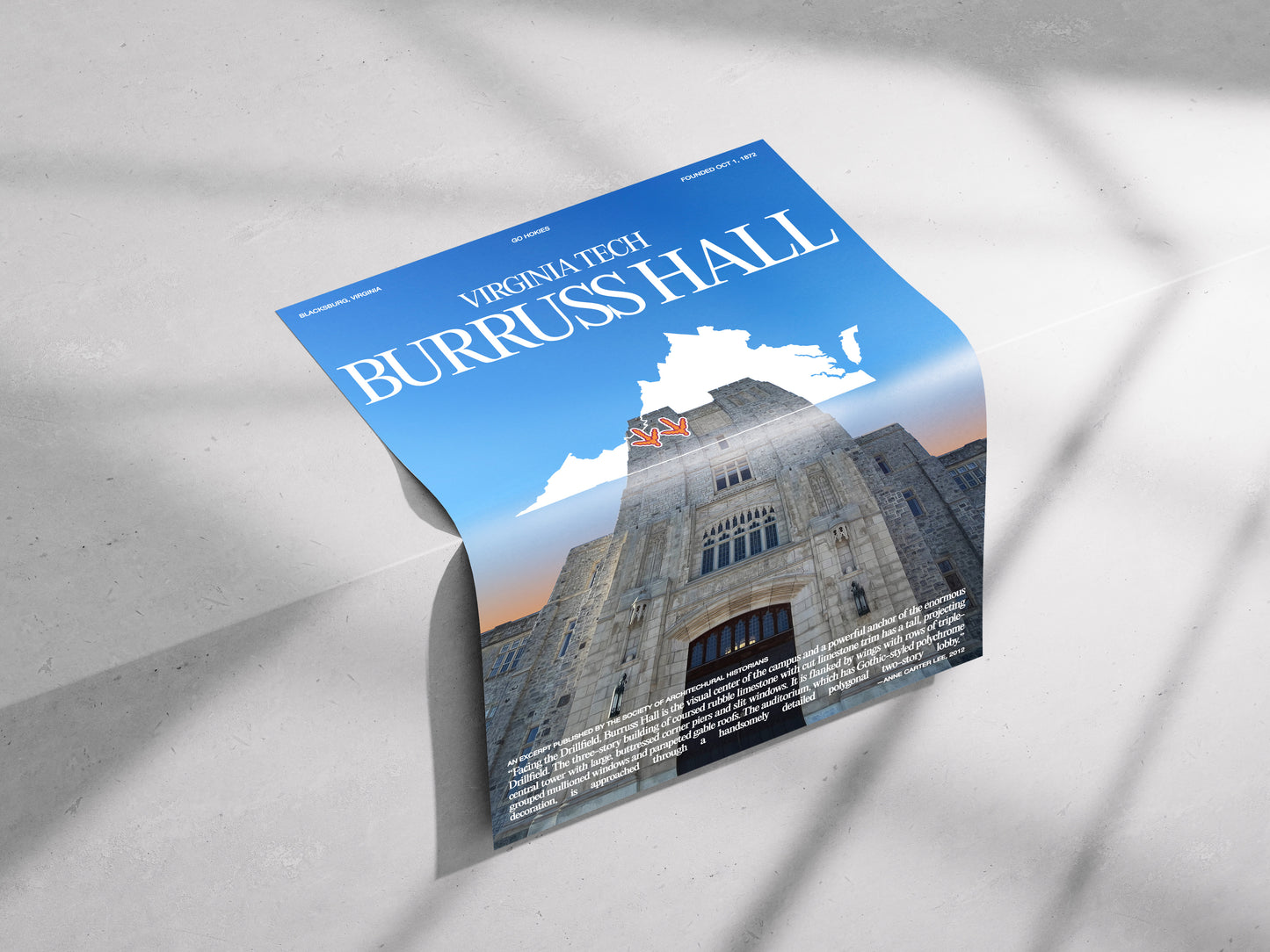 [c] Virginia Tech's Burruss Hall Poster Print